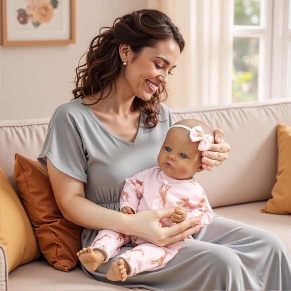 Realistic Black Reborn Baby Doll Girl 18 Inch Soft Body Lifelike Toy with Outfit - Picture 9 of 9